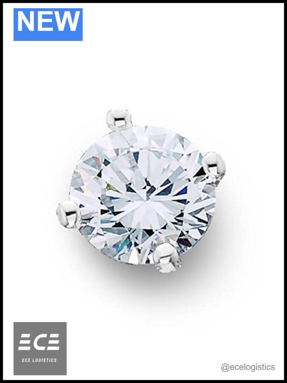 1/4ct Diamond Solitaire Stud Earring 14K White Gold